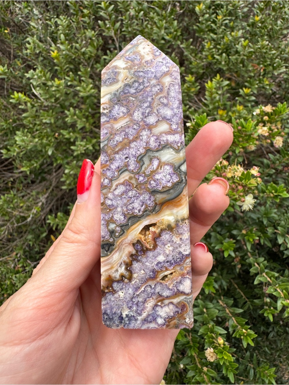 Lavender Crazy Lace Agate Point Tower